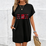Valentine's Day Dress a Letter Cotton T-Shirt in Black