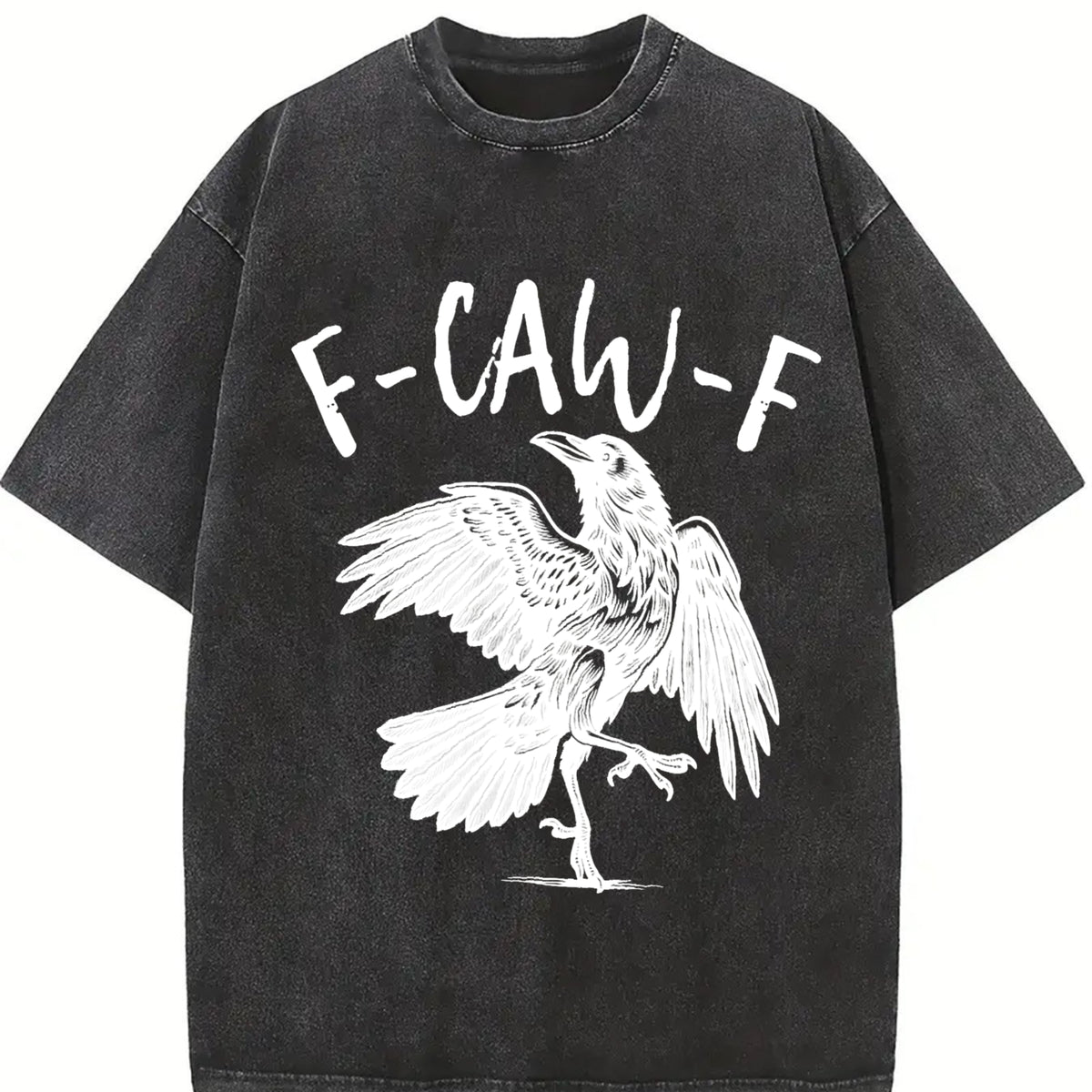 F-Caw-F Raven vintage washed oversized T-shirt in Black