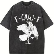 F-Caw-F Raven vintage washed oversized T-shirt in Black