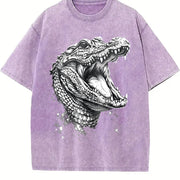 Crocodile 90s Retro ® Alligator Y2k Vintage Washed T-Shirt in Purple