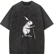 Off to Cause a Kerfuffle Vintage Washed T-Shirt in Black