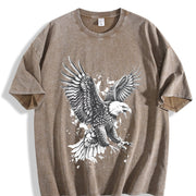 Bald Eagle 90s Retro ® Grunge Bird Y2k Vintage Washed T-Shirt in Brown