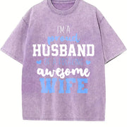 Proud Husband of a Freaking Awesome Wife Vintage Washed T-Shirt in Purple