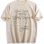Y2K Retro Dark Gothic Vintage Washed T-Shirt in Beige