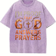 I'm Proof God Answers Prayers Vintage Washed T-Shirt in Purple