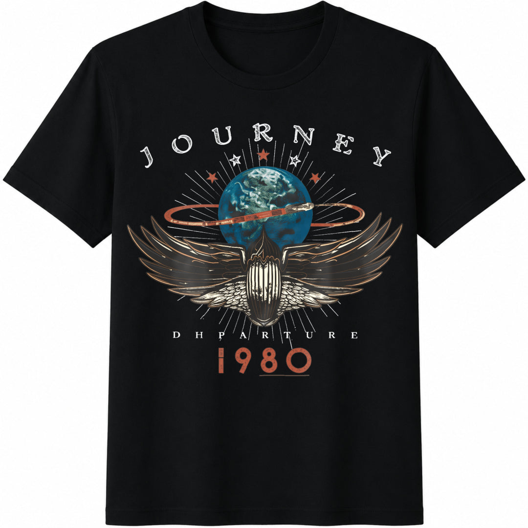 Journey Departures 1980 Cotton T-Shirt in Black