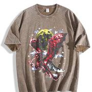 Fantasy Dragon Y2K Vintage Washed T-Shirt in Brown