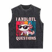 I Axolotl Questions Retro Vintage Washed Tank Top in Black