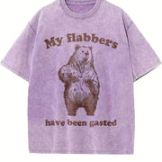 Retro Shocked Bear 90s Vintage Washed T-Shirt in Purple