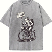 Resist Traveler Frog Vintage Washed T-Shirt in Gray