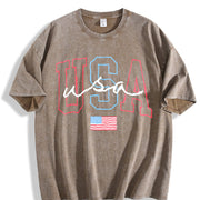USA 4th Of July Patriotic vintage washed oversized T-shirt in Brown