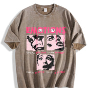 Distressed Stylish Vintage Washed T-Shirt in Brown