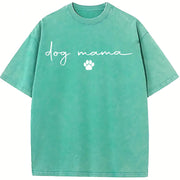 Dog Mama Paw Dog Mom Vintage Washed T-Shirt in Blue