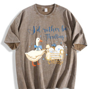 I'd Rather Be Thrifting Retro Cart vintage washed oversized T-shirt in Brown