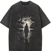 Crown of Thorns Jesus : Heavy Christian vintage washed oversized T-shirt in Black