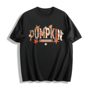 Pumpkin Season Retro Halloween Cotton T-Shirt in Black