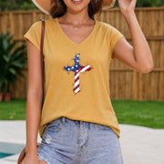 Star and Stripe Vest Women's Color Cotton Tank Top in Yellow