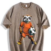 Lemur Soccer Player Vintage Washed T-Shirt in Brown