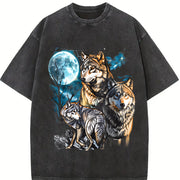 Three Wolves Moon 90s Vintage Washed T-Shirt in Black