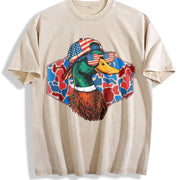 Mallard Duck Flying Vintage Washed T-Shirt in Beige