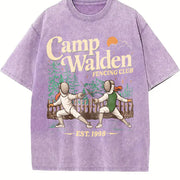 Camp Walden Fencing Club Vintage Washed T-Shirt in Purple