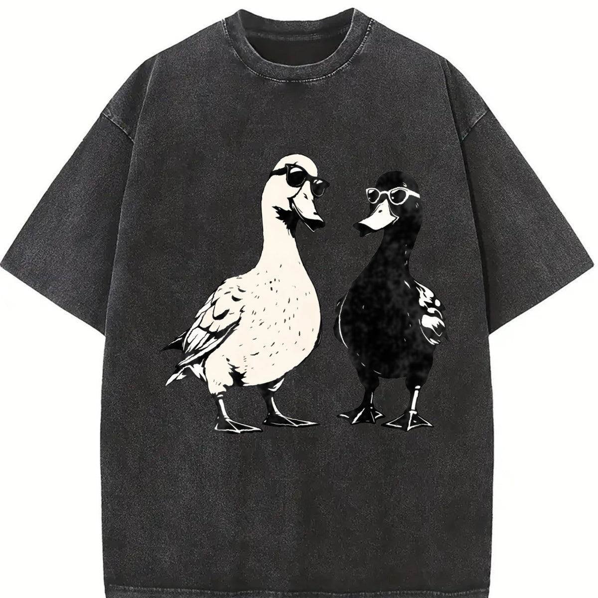 Ducks with Sunglasses Premium Vintage Washed T-Shirt in Black