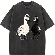 Ducks with Sunglasses Premium Vintage Washed T-Shirt in Black