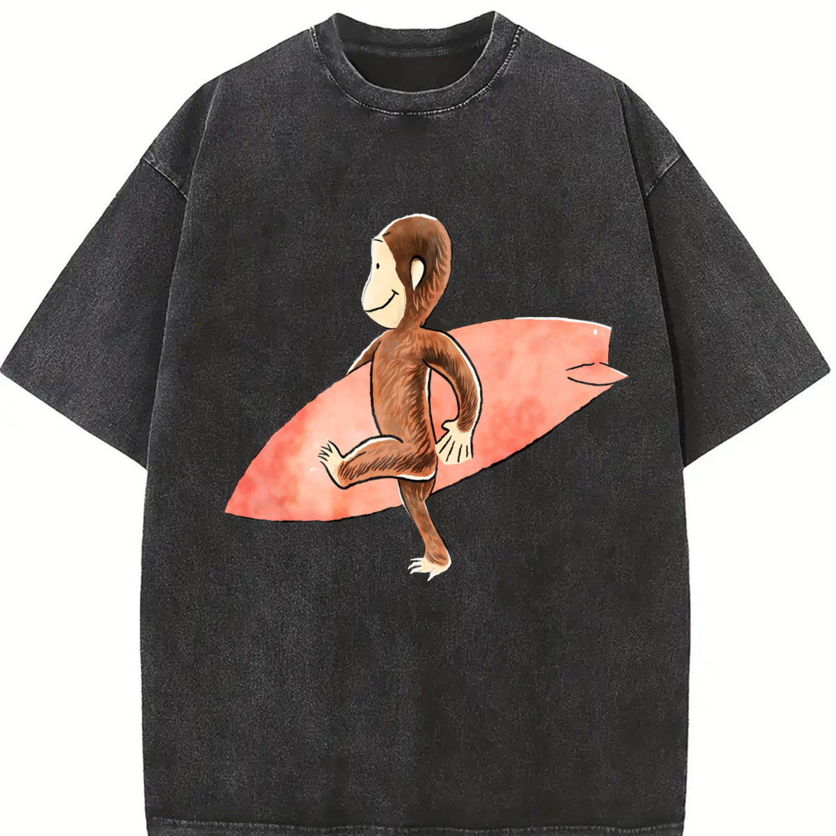 Curious Georgee Surfing Vintage Washed T-Shirt in Black