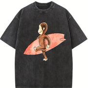 Curious Georgee Surfing Vintage Washed T-Shirt in Black
