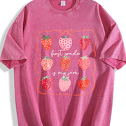 First Grade Teacher Vintage Washed T-Shirt in Red