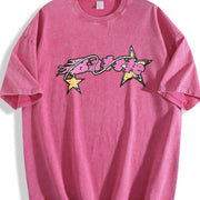 1 Pcs Heavy Adorable Vintage Washed T-Shirt in Red