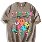 Be the Reason Someone Smiles Today vintage washed oversized T-shirt in Brown