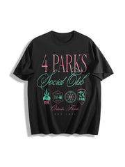 Retro 4 Park Social Club Orlando Florida Cotton T-Shirt in Black