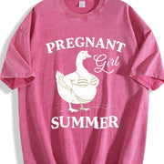 Pregnant Girl Bikini Goose Parody Meme Boxy DTG Vintage Washed T-Shirt in Red
