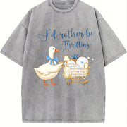 I'd Rather Be Thrifting Retro Cart vintage washed oversized T-shirt in Gray