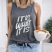 It Is What It Is Women's Color Cotton Tank Top in Gray