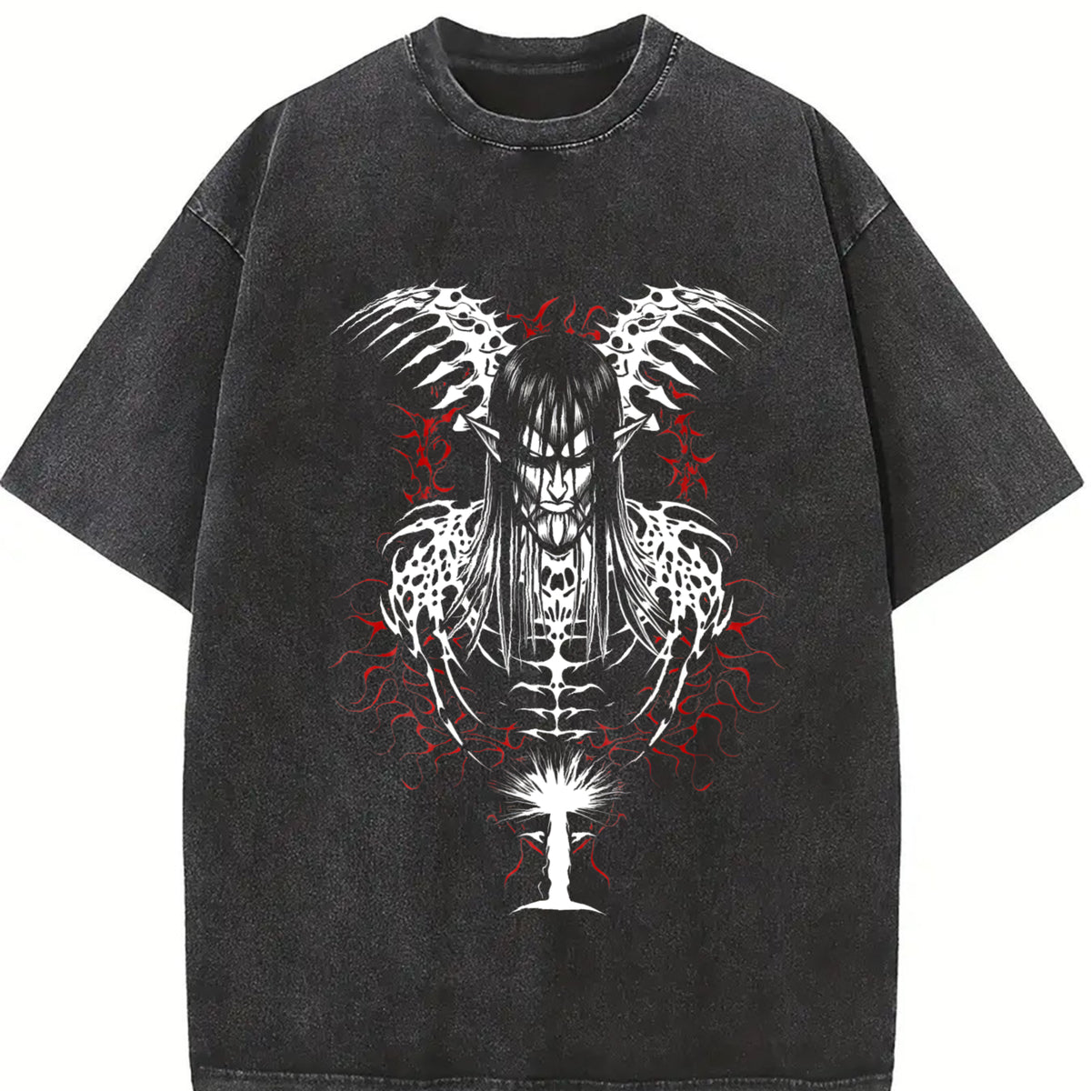''The End'' Eren Yeager Attack on Titan Anime Final vintage washed oversized T-shirt in Black