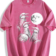 Pigeon Moon Pepper Bird Lover Vintage Washed T-Shirt in Red