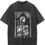 For Formal Urban Distressed Enthusiasts Vintage Washed T-Shirt in Black