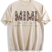 Personalized MIMI with Grandkids Names Vintage Washed T-Shirt in Beige