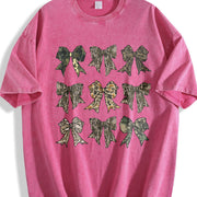 Camo Coquette Bow Collection vintage washed oversized T-shirt in Red