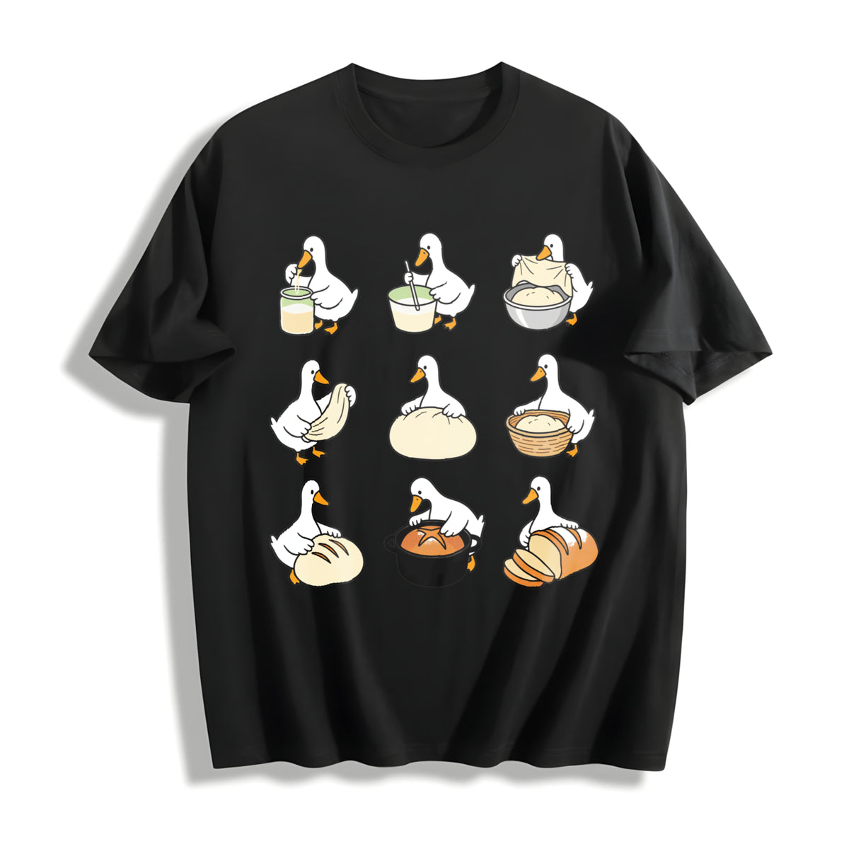 Goose Sourdough Baking Cotton T-Shirt in Black