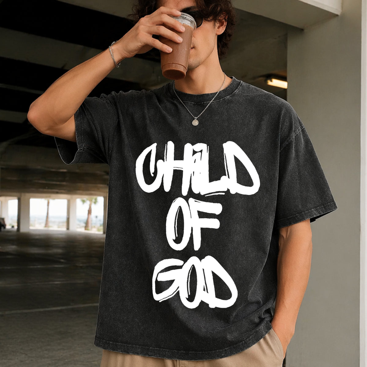 Child of God Vintage Washed T-Shirt in Black