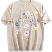 Blooms and Wild Flowers 90s Vintage Washed T-Shirt in Beige