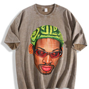 Dennis Zig Zag Green Hair Hollywood 90's vintage washed oversized T-shirt in Brown