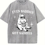 Even Baddies Get Saddies Vintage Washed T-Shirt in Gray