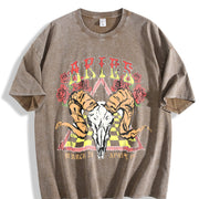 Aries Zodiac Ram Vintage Washed T-Shirt in Brown
