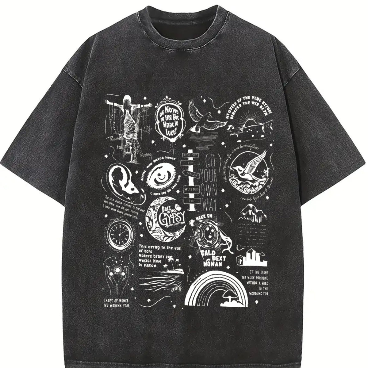 Stevie Nicks Tracklist Vintage Washed T-Shirt in Black