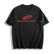 Bad Day to Be a Hot Dog Hot Dog 4th of July Retro Hotdog Cotton T-Shirt in Black
