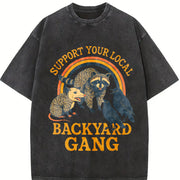 Support Your Local Backyard Gang Vintage Washed T-Shirt in Black